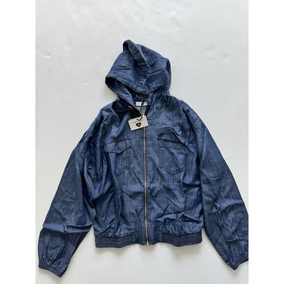 TwinSet Milano Chambray hoodie with zip Blue Denim - Picture 3 of 7